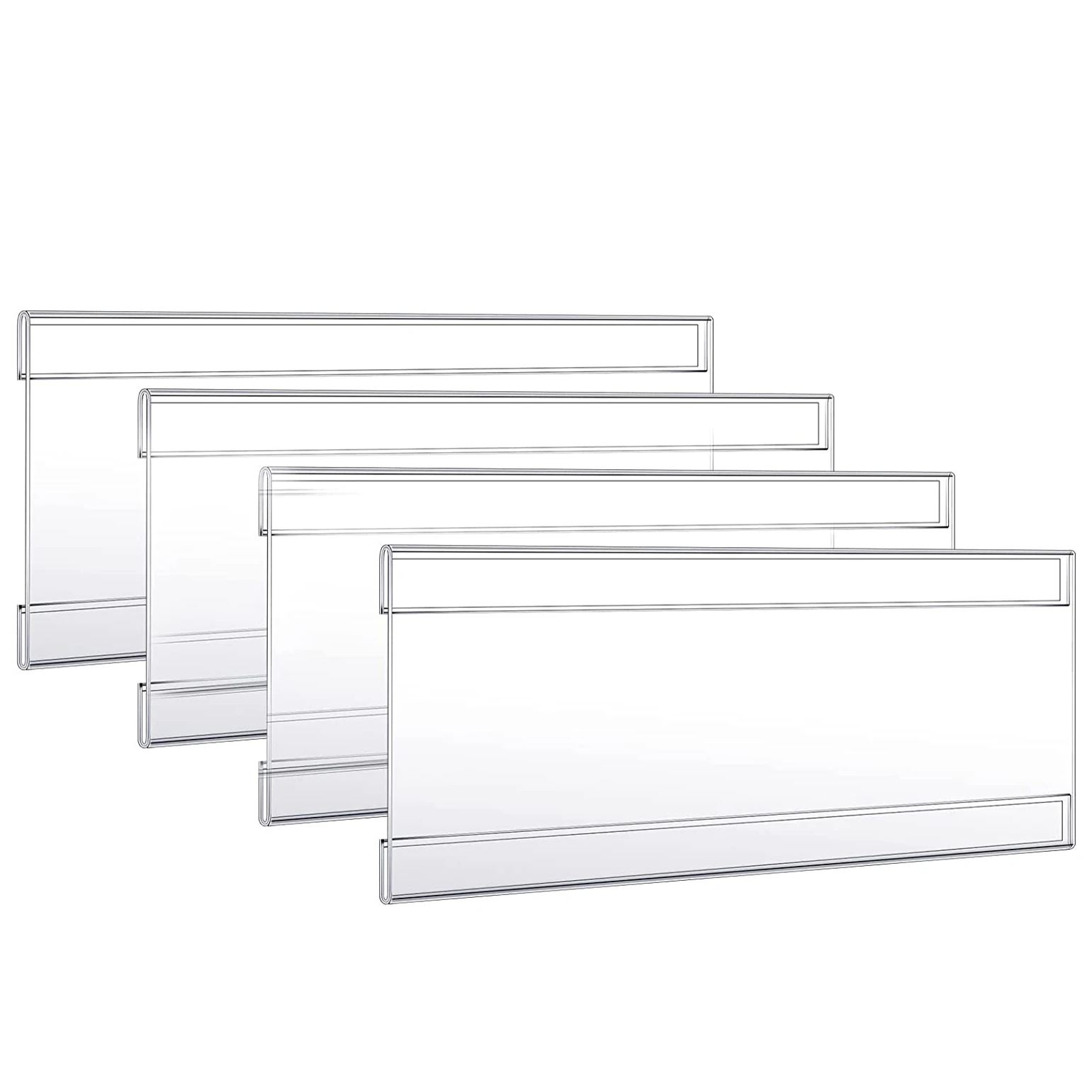 8x2 Inch Adhesive Tape Clear Acrylic Wall Sign Holder Frame - Landscape or Horizontal