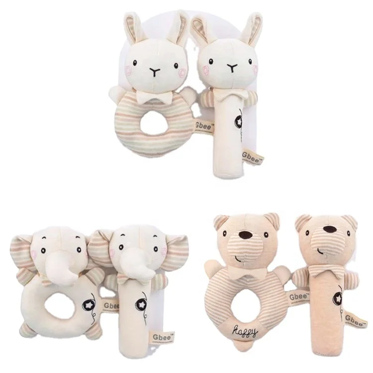 Rattles Baby Toys 0-6 Months Soft Sensory Plush Toy Hand Grip Stuffed Animal Shaker Rattles Toy