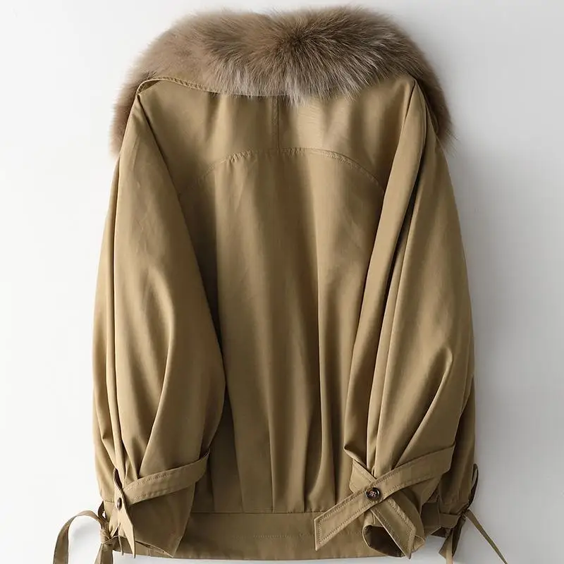 2022 Autumn winter jacket women parkas rabbit fur cropped coat for women