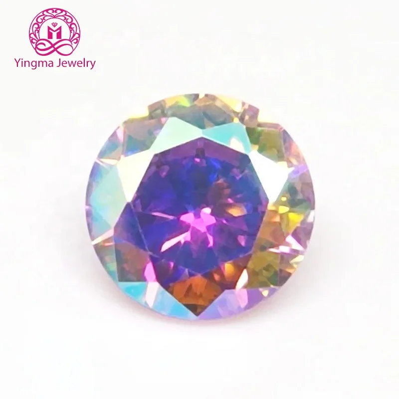 Fancy Color Cubic Zirconia Round Diamond Cut AB Color CZ Stone