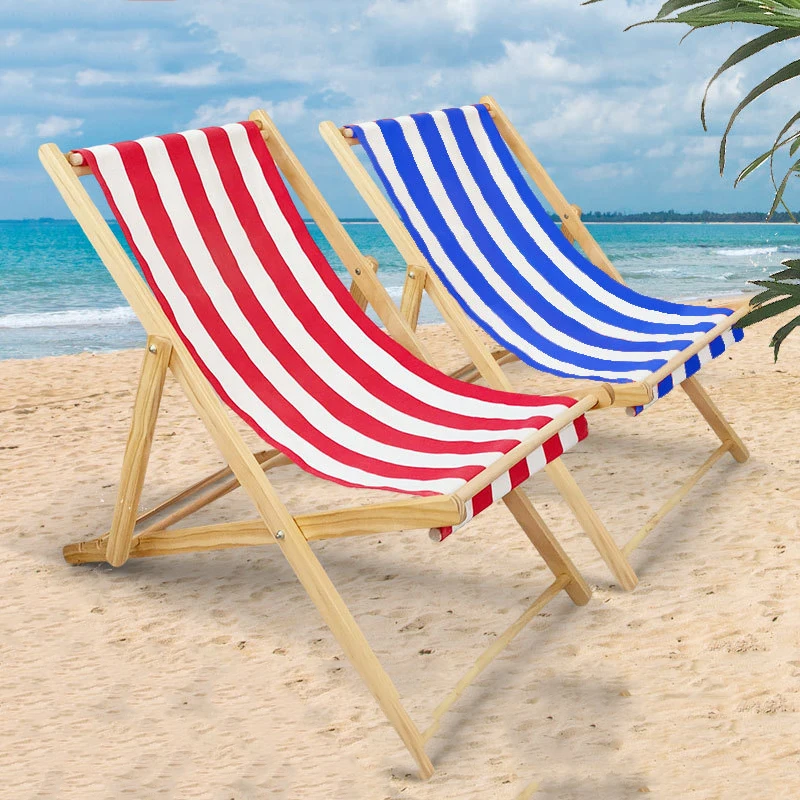New design adjustable height wooden foldable beach chair portable beach lounger chair