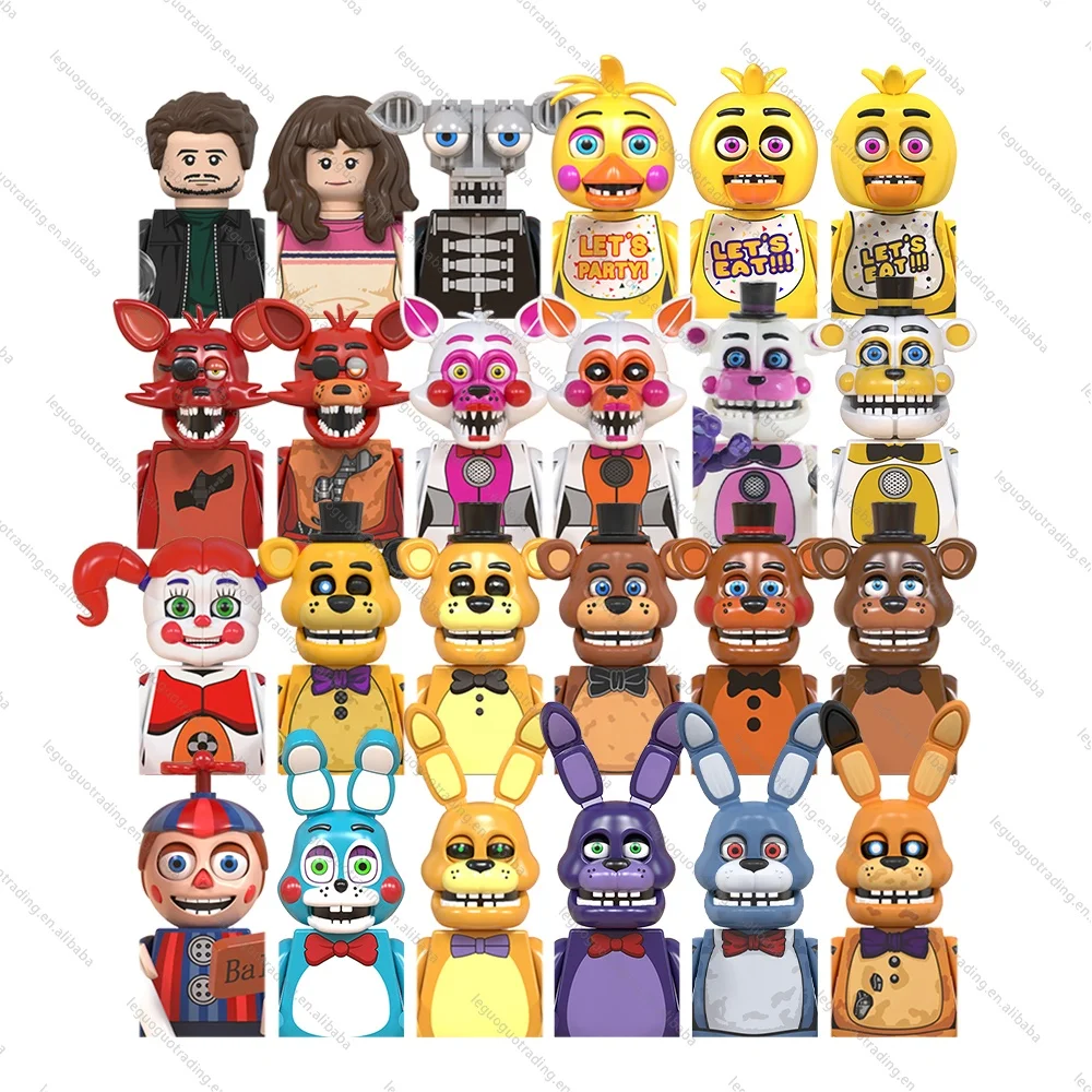 WM6074 WM6097 FNAF Five-Nights-Freddy Mini action figures  Blocks Horror Midnight Bear Building Blocks Bricks Toys sets Kids