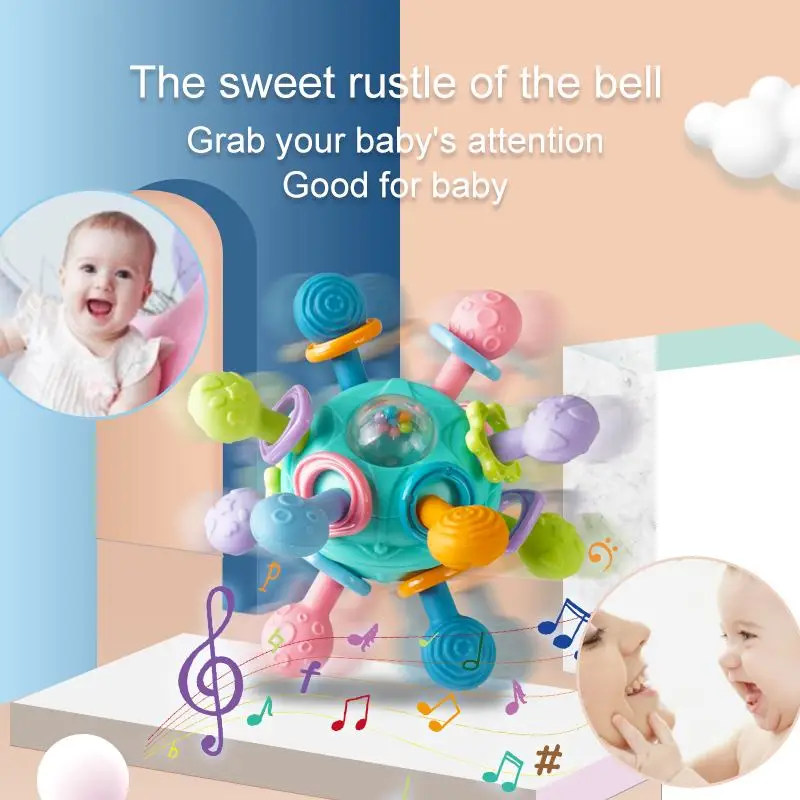 Baby Puzzle Manhattan Silicone Atom Ball Baby Teething Soft Tooth Glue Hand Scratch ball baby teether kids Sensory toys