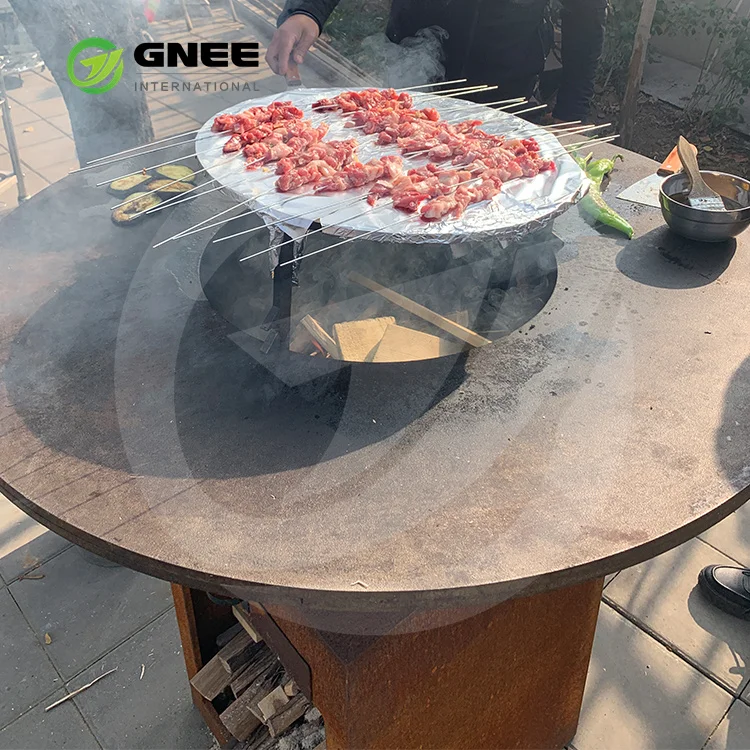 Outdoor Garden type Large rusty surface bbq pit Corten metal china barbecue grill