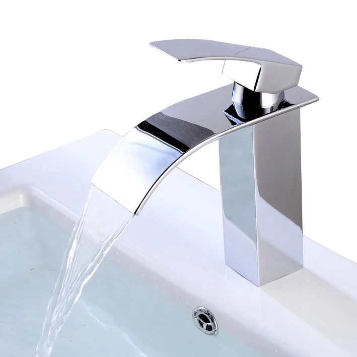 Ceramic Electroplating Square Cube Waterfall Zinc Sink Faucets Basin Faucets