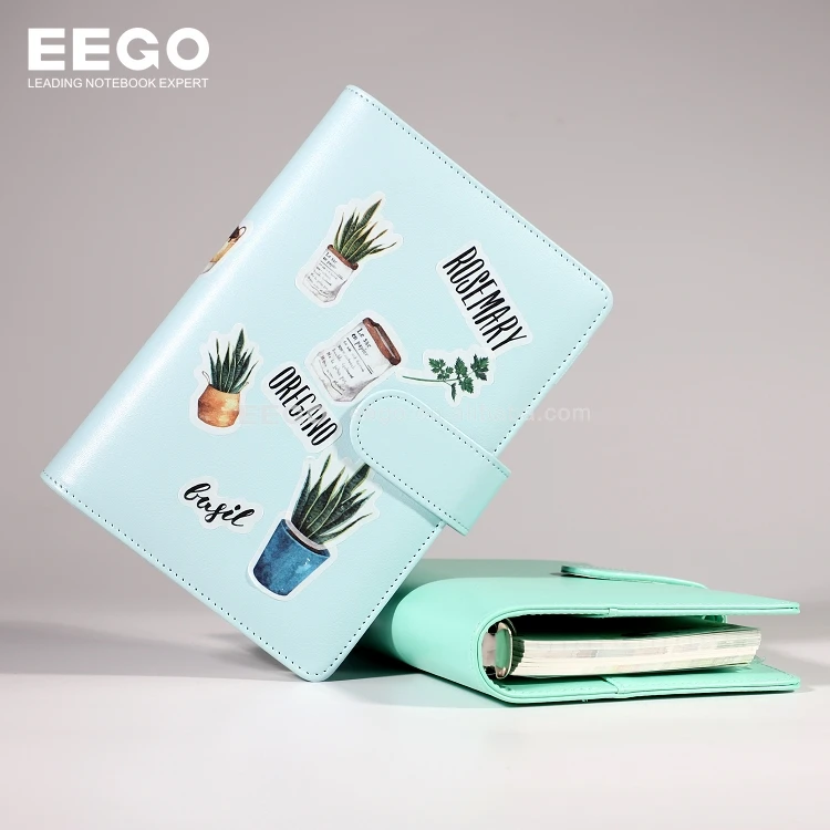 Kawaii Sticker Hard Cover Wholesale A5 A6 Leather 6 Ring Binder Journal Notebook Printing Customized