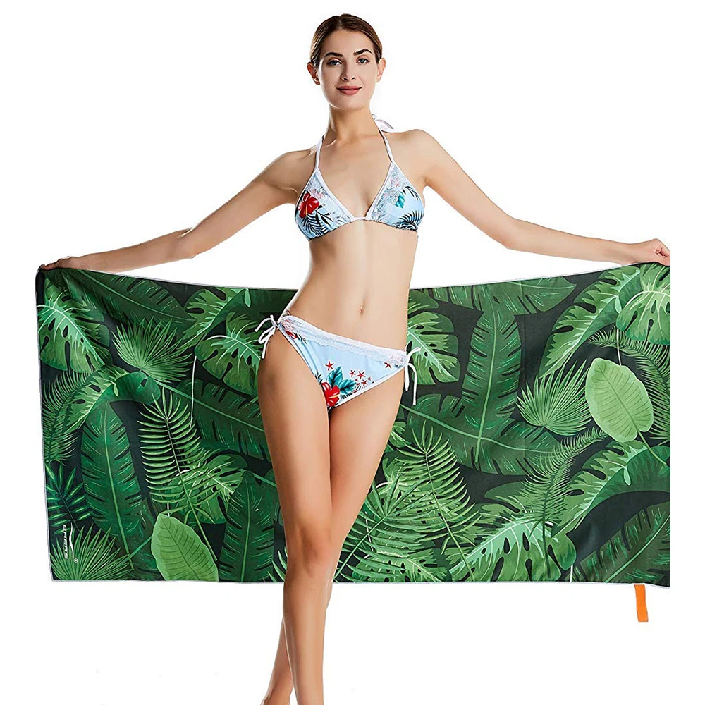 summer quick dry custom sublimation printed suede microfiber microfiber waffle recycled plastic sand free beach towel with logo