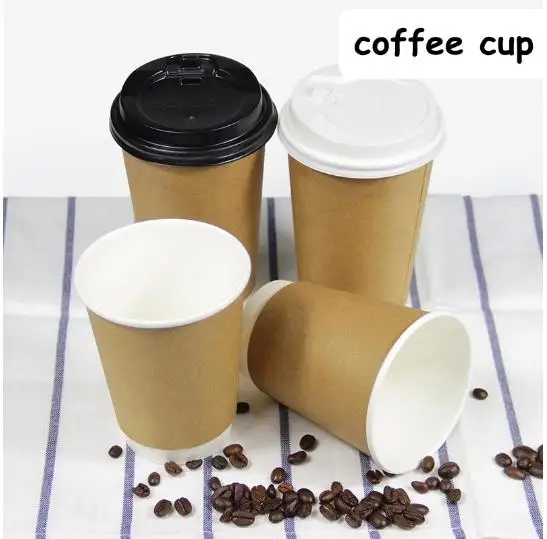 Coff Espress Kraft Sleeves Cardboard With Lid 7oz 8oz 9oz Hot Cold Paper Cup For Carbonated Drinks
