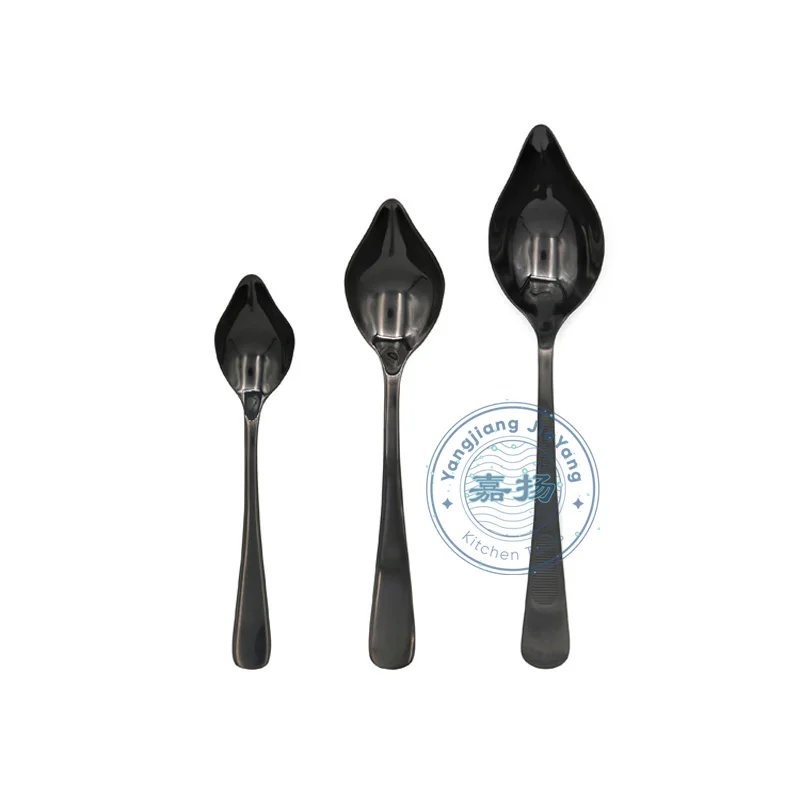 (JYKT-CS001-series) in Stock Stainless Steel 18/8 Chef Plating Sauce Spoon Set with Solid / Slotted / Perforated Bowl