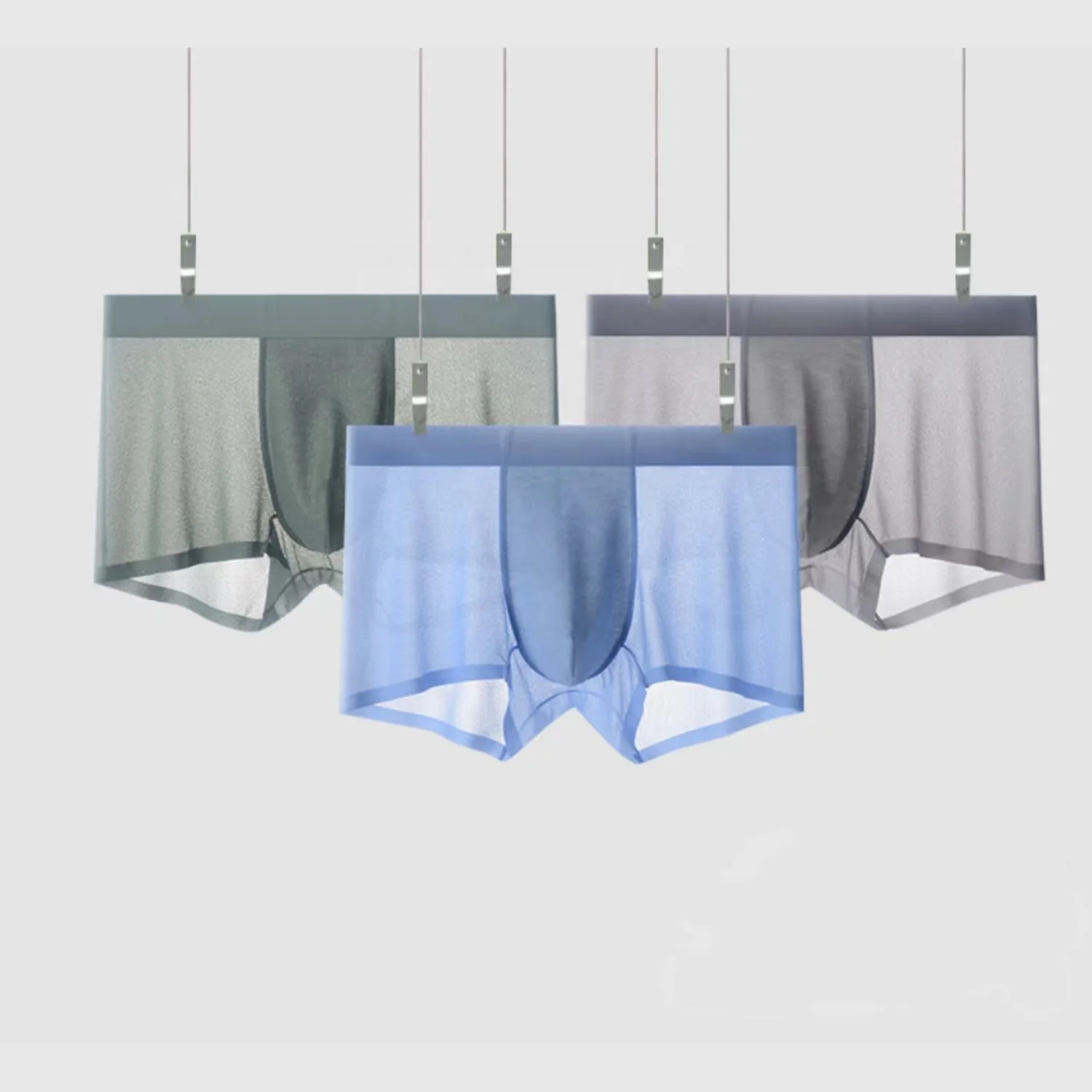 Hot Selling Ice Silk Underwear Men Summer Thin Boxer Briefs Men Quick Drying And Breathable Men Seamless Boxer