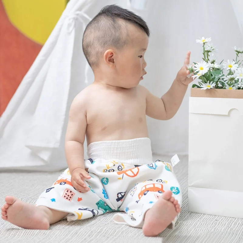 High Quality Cotton Terry Waterproof High Waist Baby Cloth Diaper Guards Urination Pants Infant Potty Training Diaper Skirt