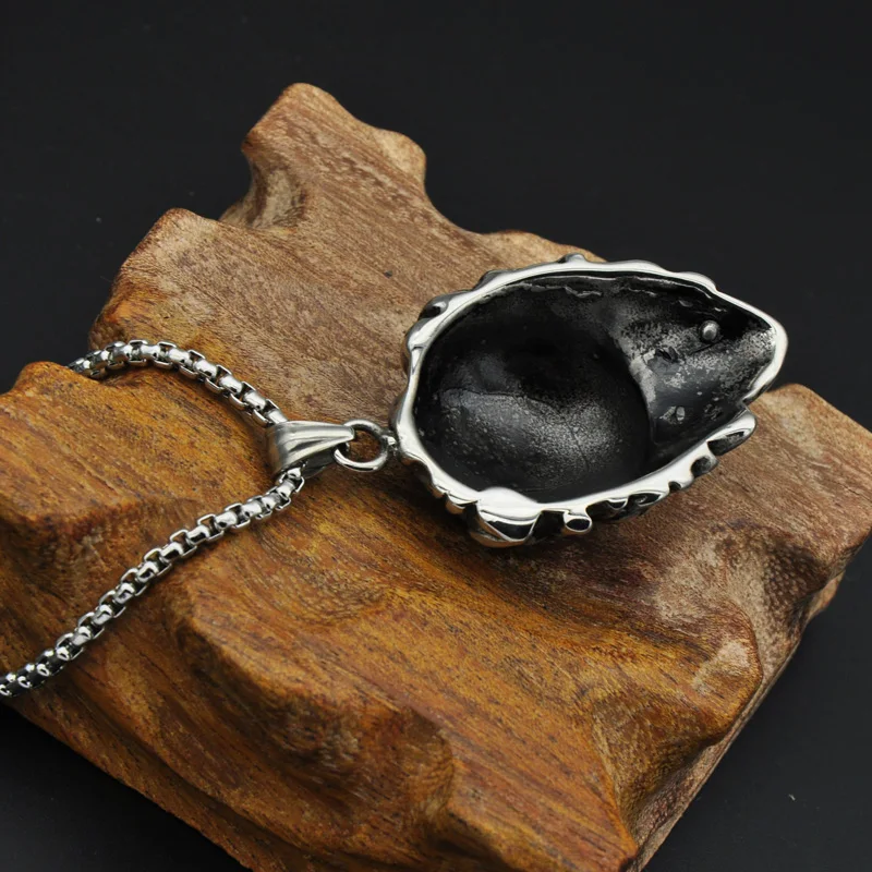 Titanium Steel Gothic Lion Head Pendant Necklace Men