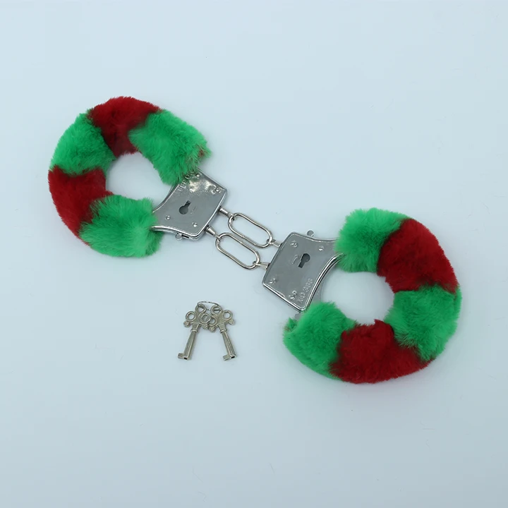 Christmas Cosplay Body Bdsm Bondage Metal Plush Handcuffs Ankle Cuffs
