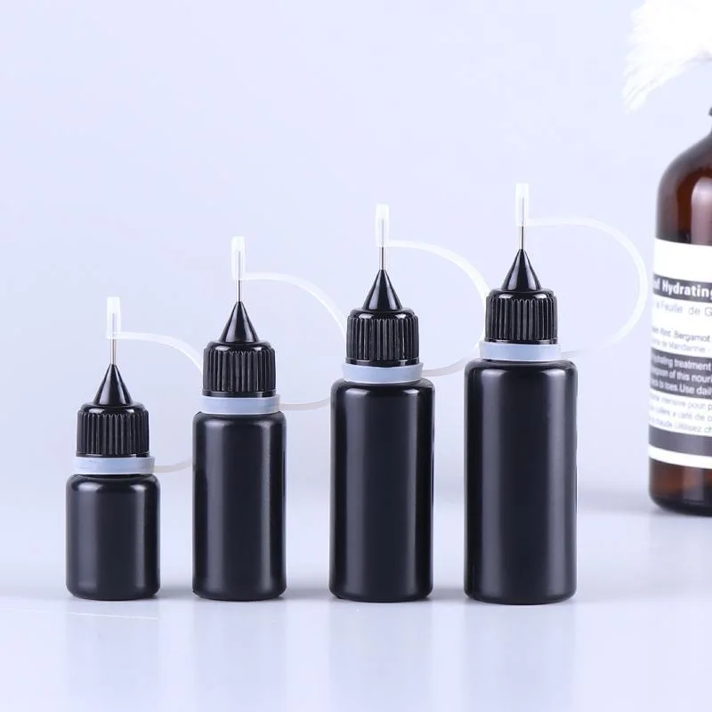 3ml-120ml semi-transparent/black PE soft squeezing dropper bottle with steel needle tip for essential oil paint packing