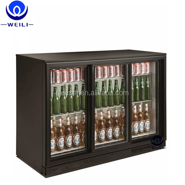 wholesale commercial 338L under counter bar refrigerator glass door three doors beer bottle refrigerator with CE,ROHS, CB, SAA