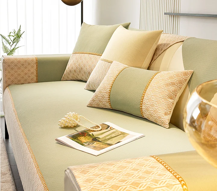 Non-slip Custom Particles Simple Modern Sofa Cushion Multi-size Fabric Comfortable Chenille Couch Cover