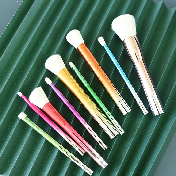 CTBT-8E206  2022 newest makeup brushes sets 9pcs colorful gradient handle cosmetic make up brush beauty tool