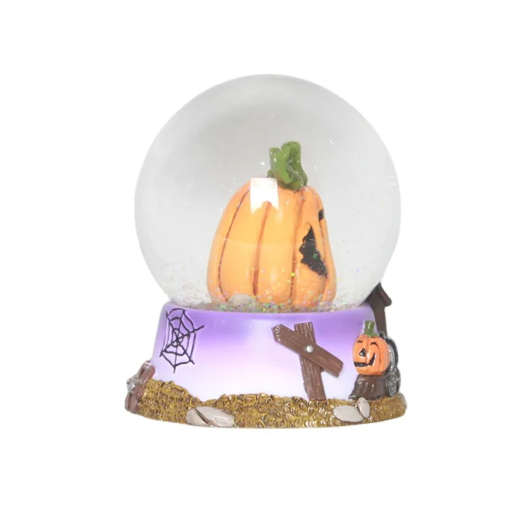 Customizable snow ball decoration Handmade halloween Pumpkin head train snow globe