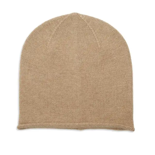 roll edge plain knit luxurious winter warm cashmere beanie for unisex