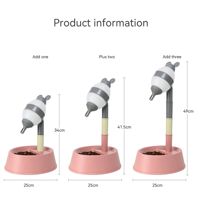 New Design Adjustable Height Pet Water Dispenser Cute Rat Ear Pet Feeding Bowl Not Wet Mouth Large Capacity Pet Water Fountain