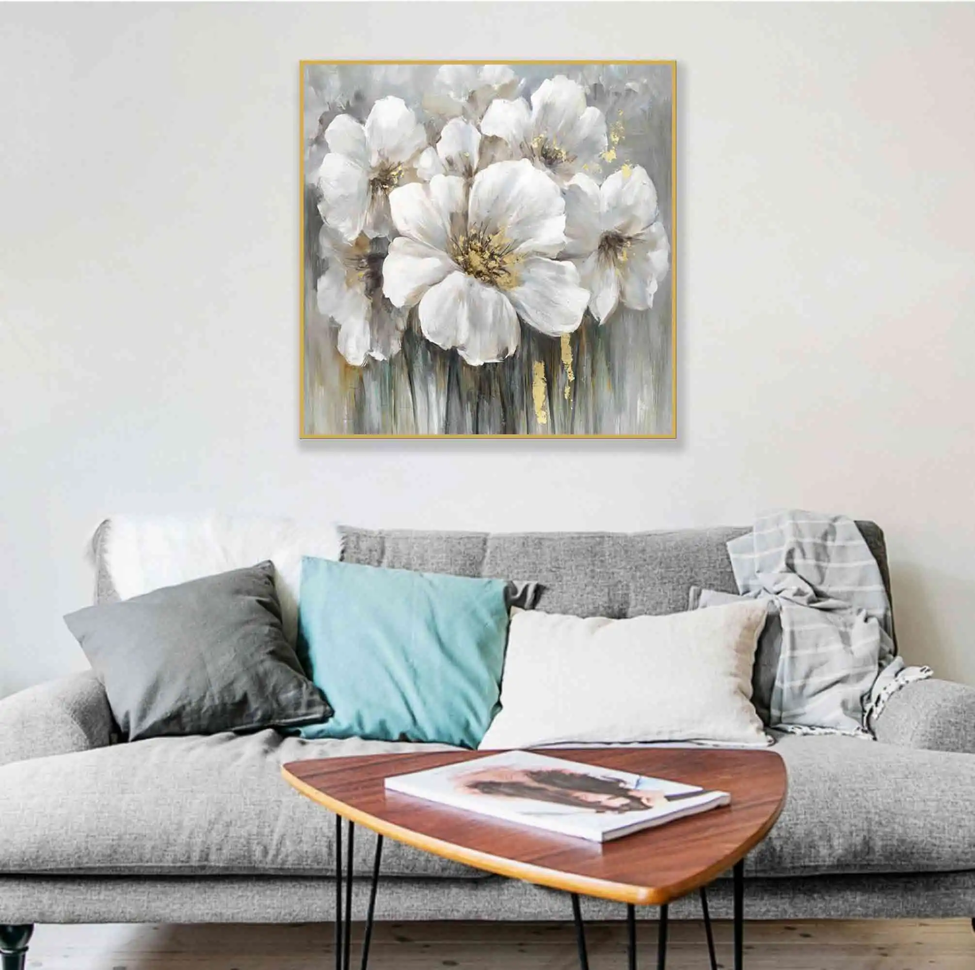 Beautiful nature flower handmade oil painting on canvas with frame wall art for home decor wall decor