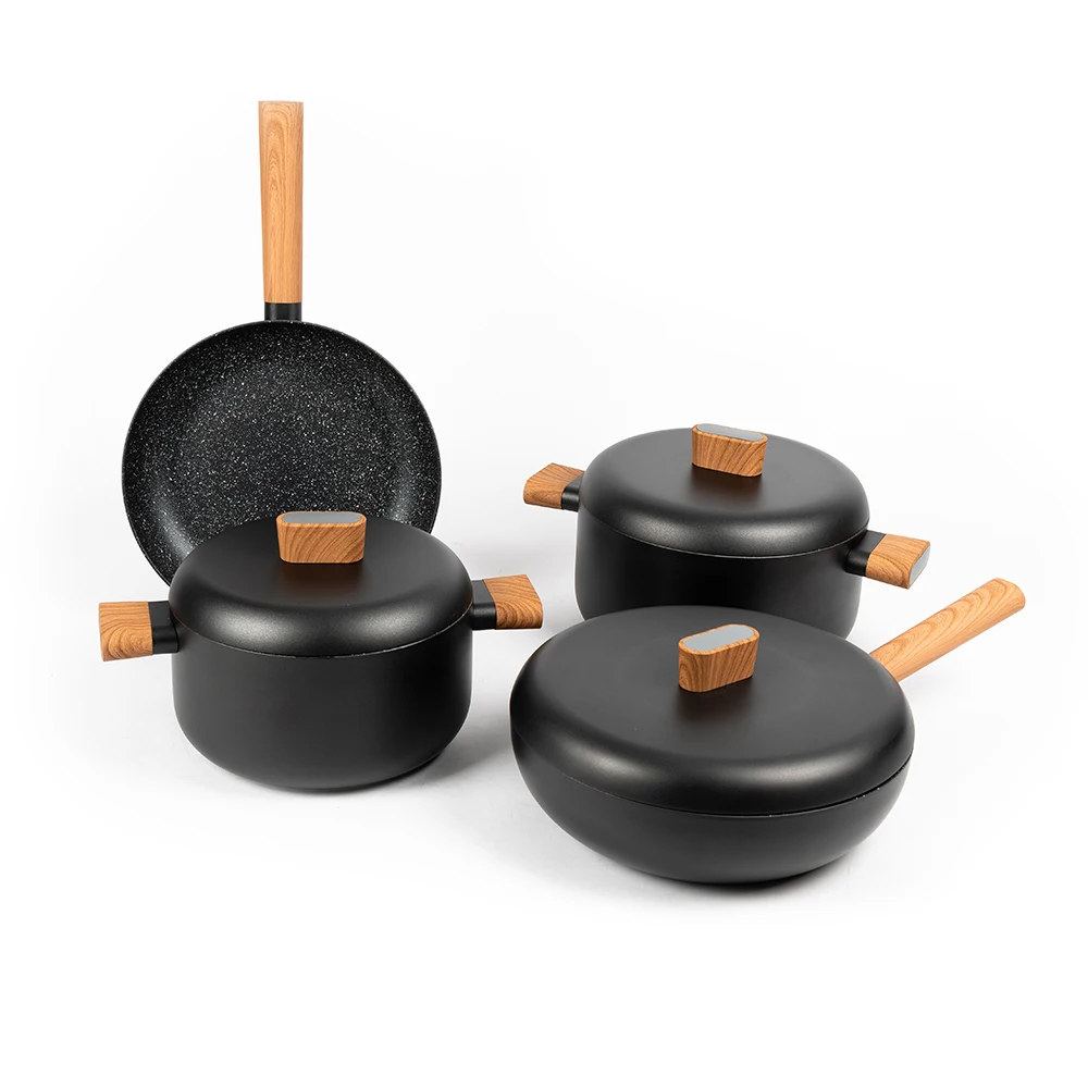 Modern Design Forged Aluminum Cookware Set with Non-Stick Coating Granite Kitchen Ware for Easy Cooking