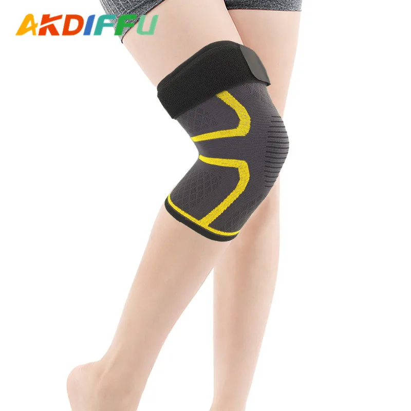 Wholesale Nylon Knitted Breathable Good Elastic Knee Compression Sleeves Knee Pads with Strap Support for Knee pain