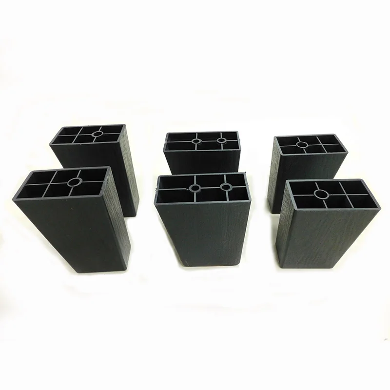 Factory Quickly Delivery Hot Sell 12.5cm High Black Trapezoidal Decorative Plastic Sofa  Bed Legs Table Legs