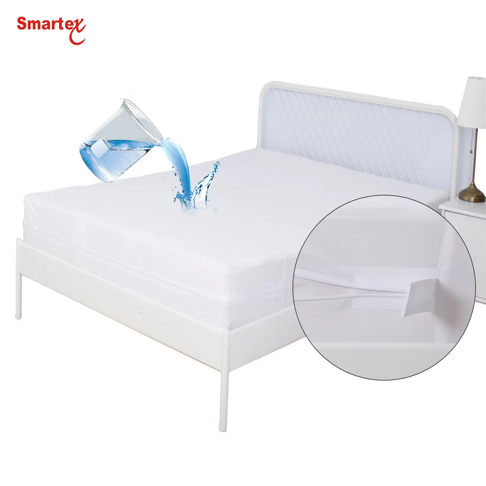twin size polyester knit 6 sided water proof mattress cover protector with zipper for bed bug