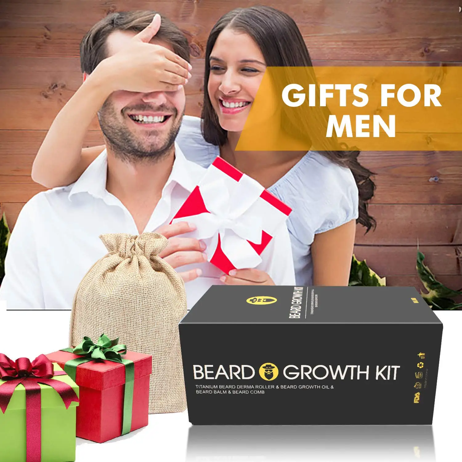 2022 New Men Beard Care Oil Growth Kit Brush and Comb Trimmer Roller Mens Grooming Balm private label organic wooden set