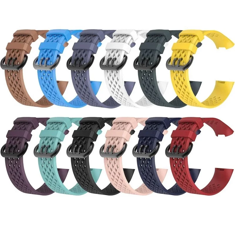Smart Accessories Replacement Breathable Holes Watch Strap Bracelet For Fitbit Charge 4 3 Sport Silicone Band