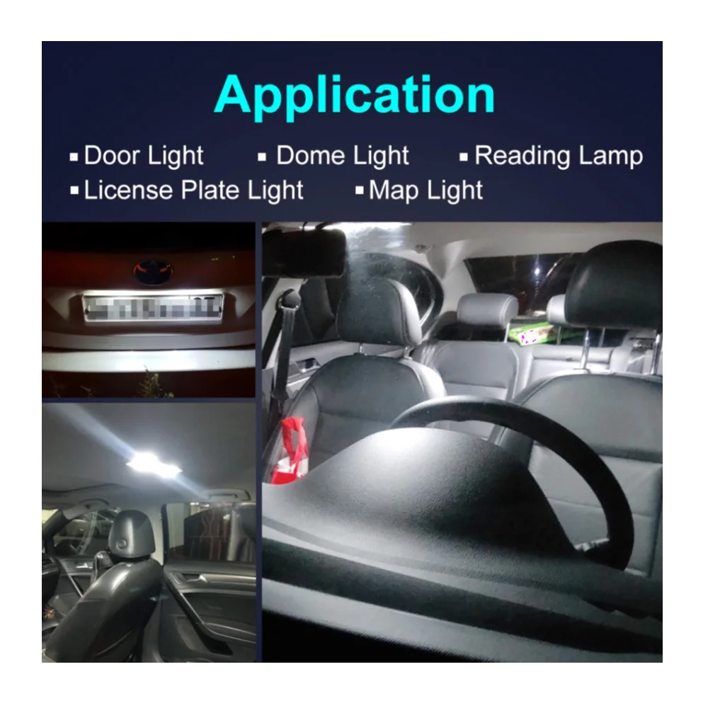 194 Led Bulbs 3030 Chipset T10 168 175 2825 Wedge Car Interior Dome Map Door Courtesy License Plate Lights 6000K