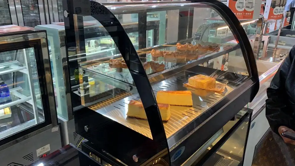 KFC Hot Pot Restaurant Heating Curved Glass Warming Showcase Display Buffet Food Warmer