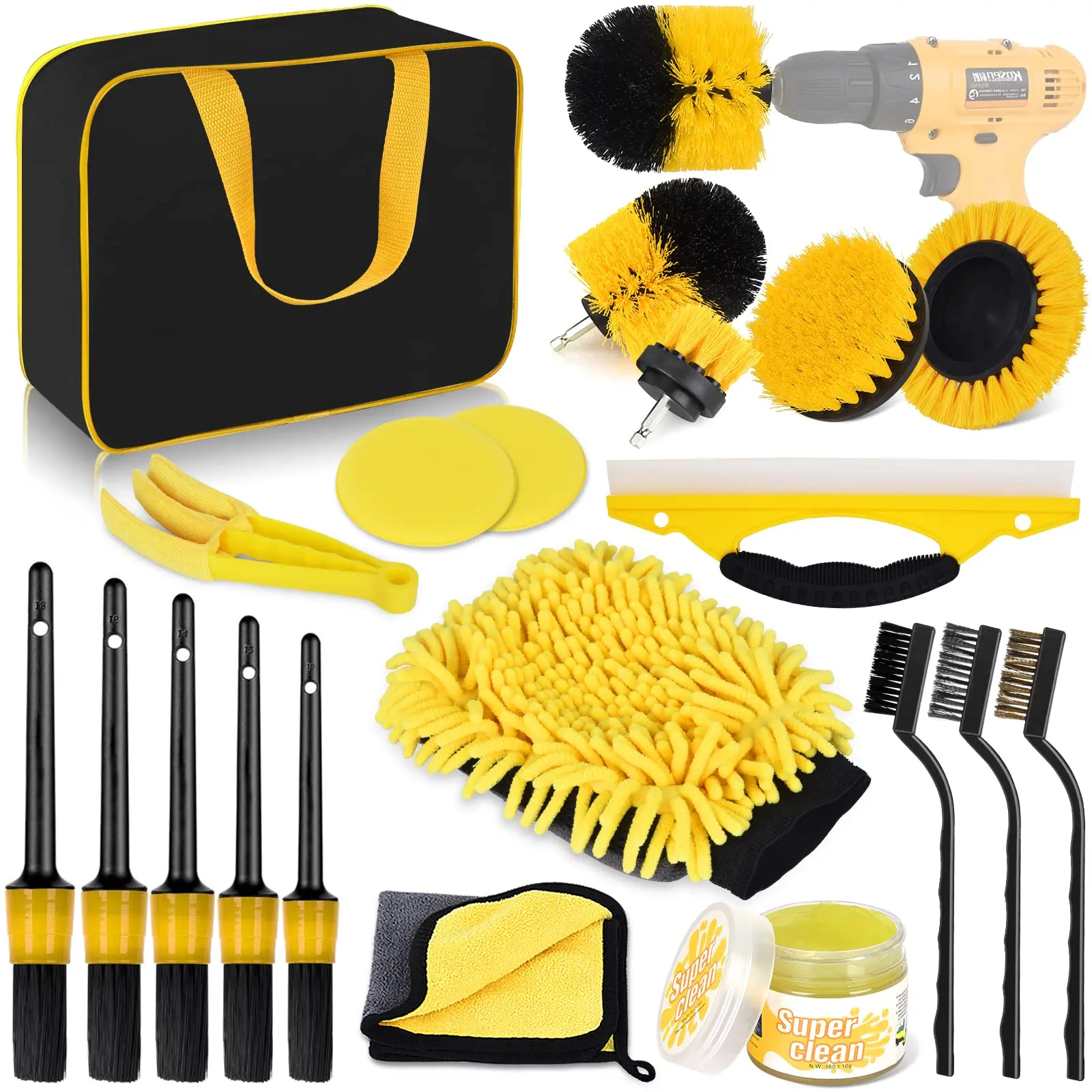 20-piece car care set car detailing brushes for car interior and exterior cleaning
