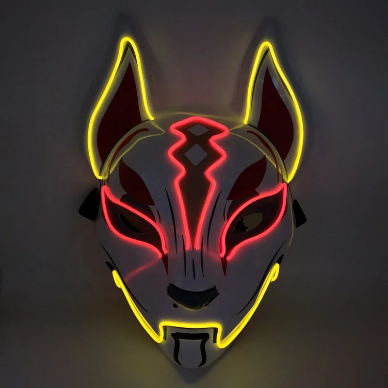 Custom Glow LED Light-Up Full Face Mask Hot Black Silk and PVC Material for Halloween Christmas & Rave Parties Adult Size