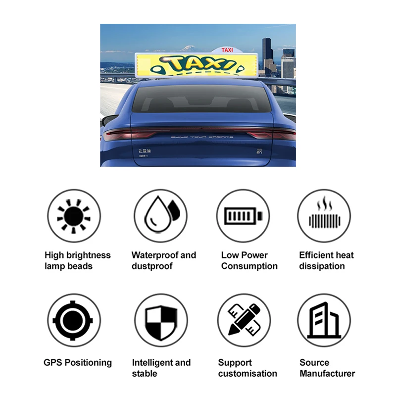 Производитель прямое такси частный автомобиль светодиодный Hd верхний свет рекламный экран интеллектуальный пустой пассажирский полноцветный