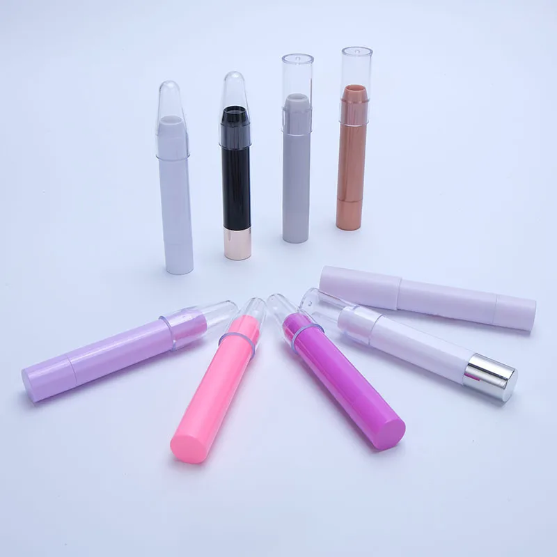Double headed highlighter stick tubes custom logo portable makeup eyeshadow stick pen with sponge