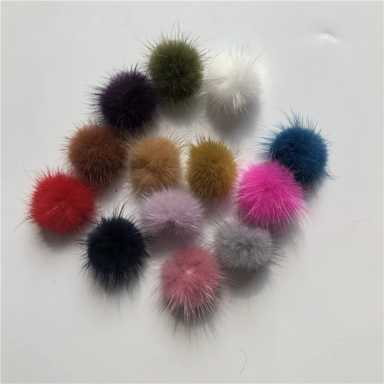 Wholesale colorful 30mm mink fur ball for jewelry findings