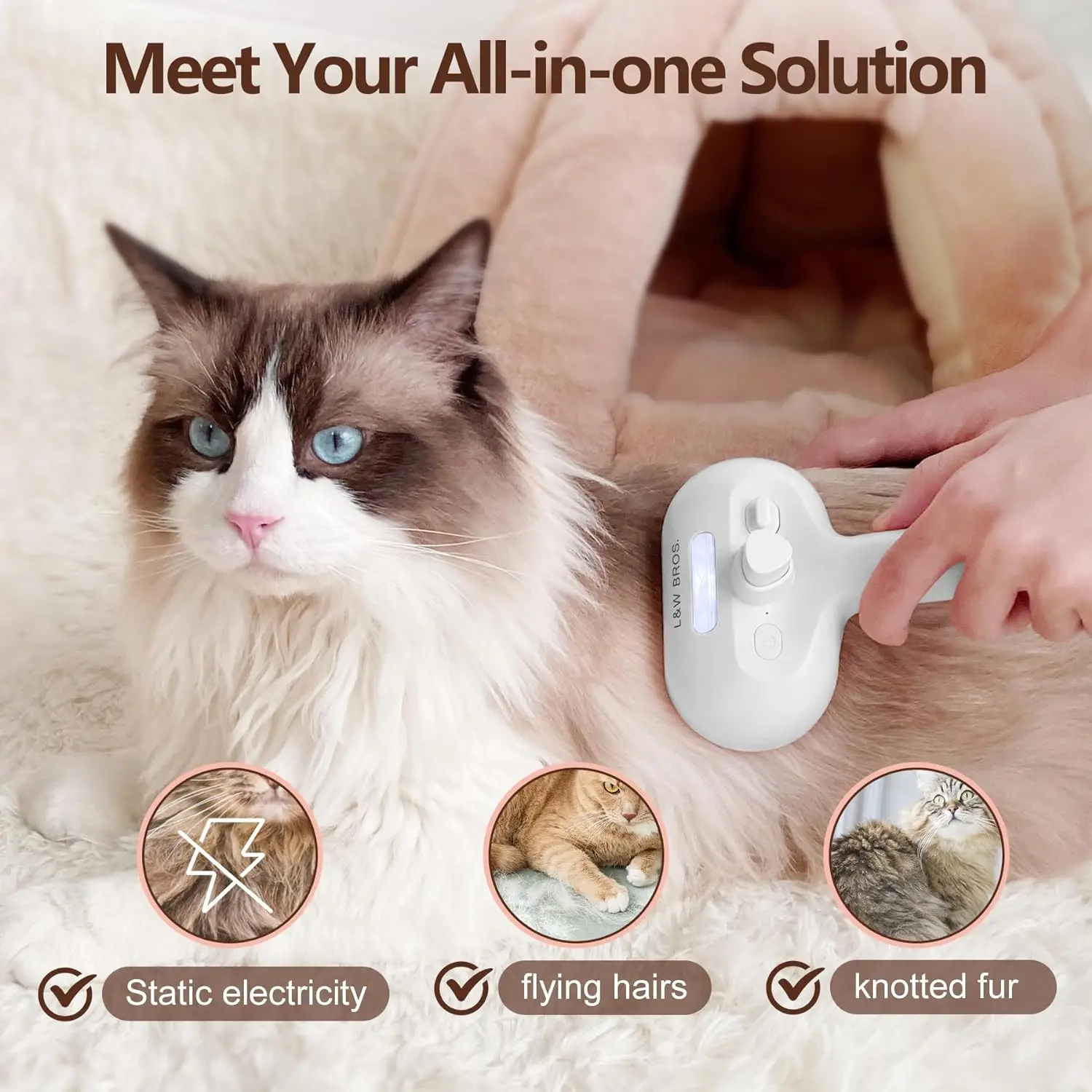 2024 Steamy Cat Brush Electric Self Cleansing Cat Brush With Steam Spray For Massage Pet Grooming Comb Hair Removal Combs