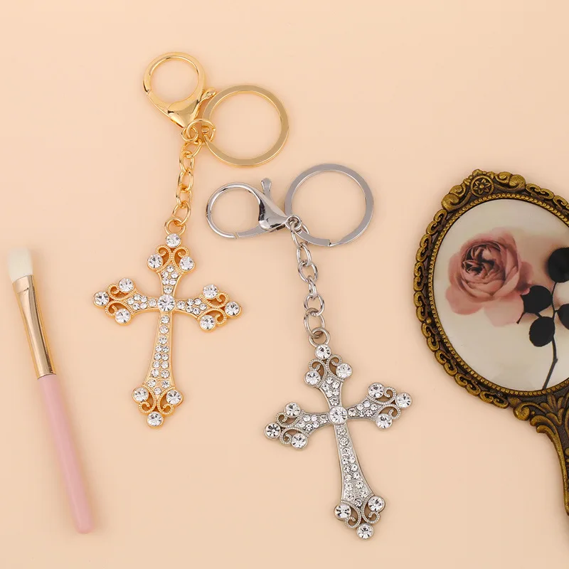 Hot sale Cross key chain  rhinestone key chain creative personality low price high quality wholesale