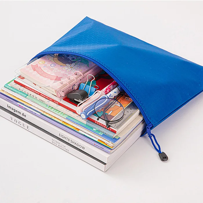 custom logo A4 file folder bag blanks office supplies zipper document holder organizer
