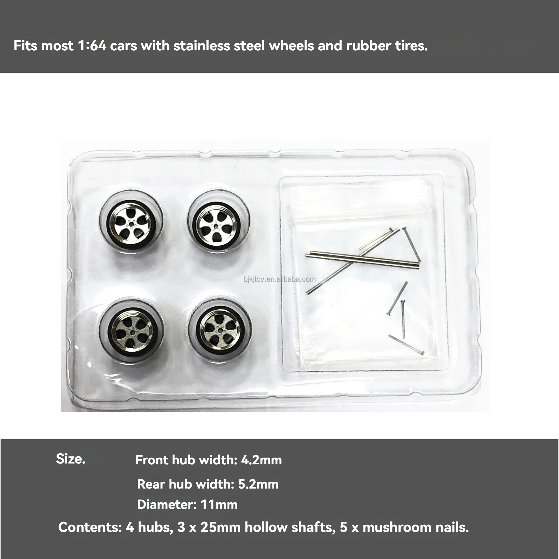 Wholesale 11mm 1/64 modified metal rubber tire for diecast toy car Rc car accessories parts