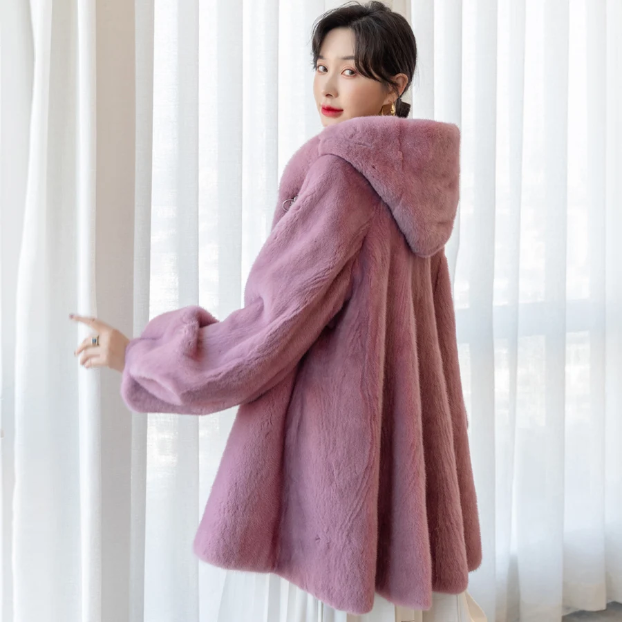 YQ273 New Style Fashion Women Real Mink Fur Coat Mink Fur Coat