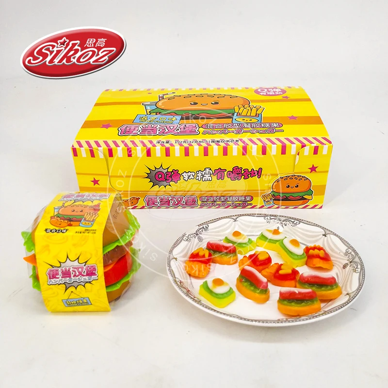 OEM фруктовый аромат Jumbo гамбургер мягкие конфеты