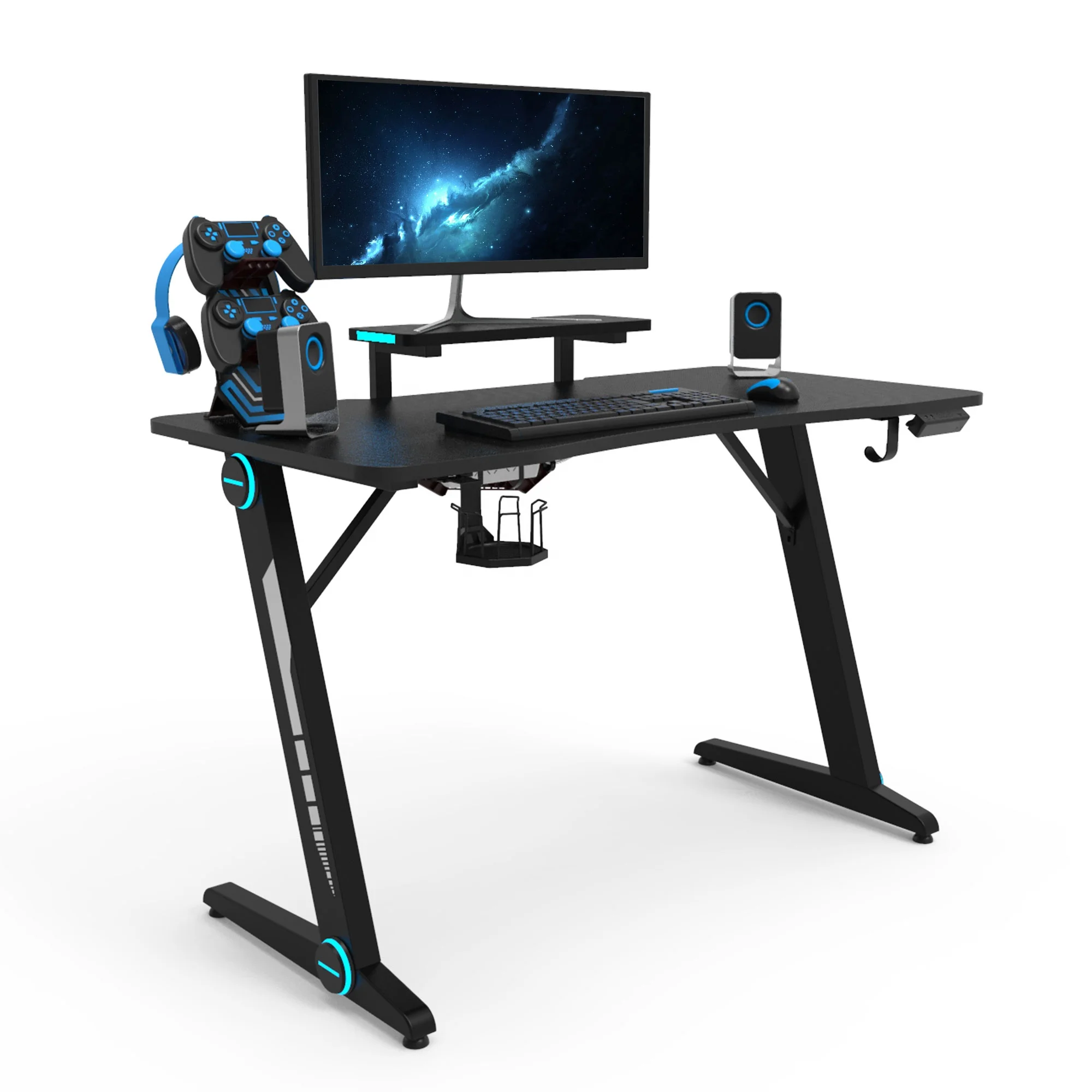Самый продаваемый пользовательский эргономичный Z-образный rgb игровой стол с подсветкой и музыкой для электронных видов