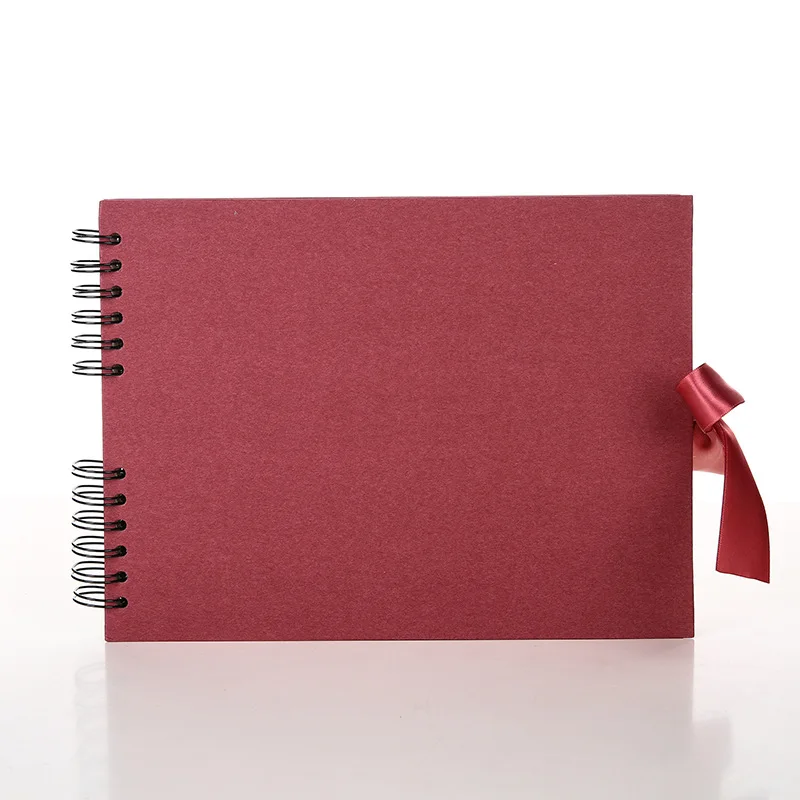 Student holiday gift solid color coil photo album classic ribbon decor family photo book minimalist style photo souvenir album