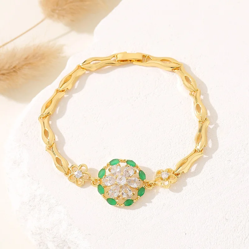 Gold Plated Stainless steel  Zircon Bracelet Mix Sparkling Cubic Diamond Micro-Paved Bangle Luxury Diamond Geometry Bracelet