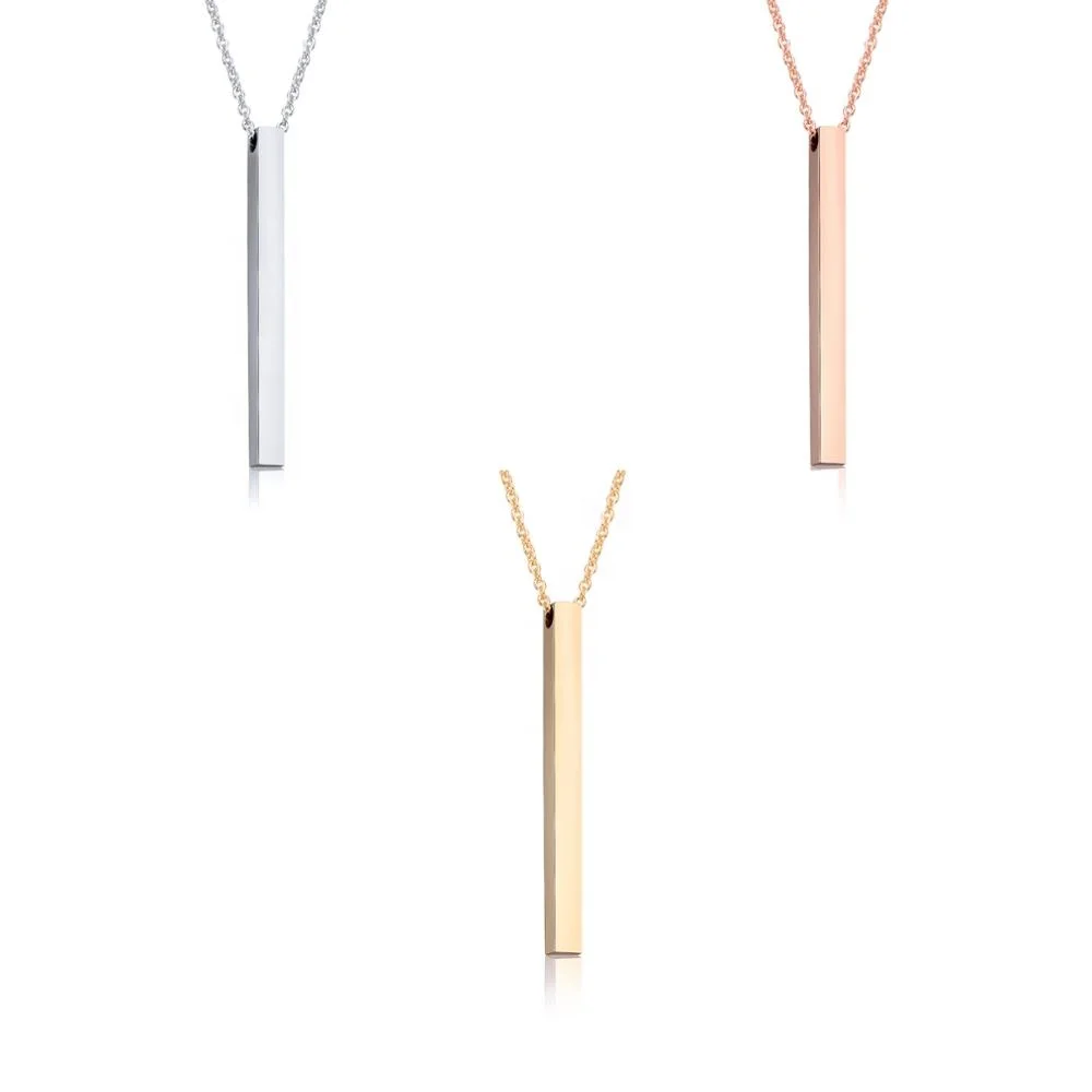 Loftily ювелирные изделия Модные женские Нержавеющая сталь Engravable пустой бар кулон цепочки и ожерелья ювелирные изделия