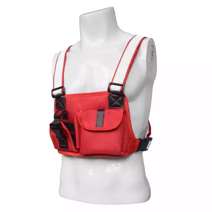 Harness Front Pack Pouch Holster Vest Rig Radio Chest Bag for Two Way Radio Walkie Talkie Reflective