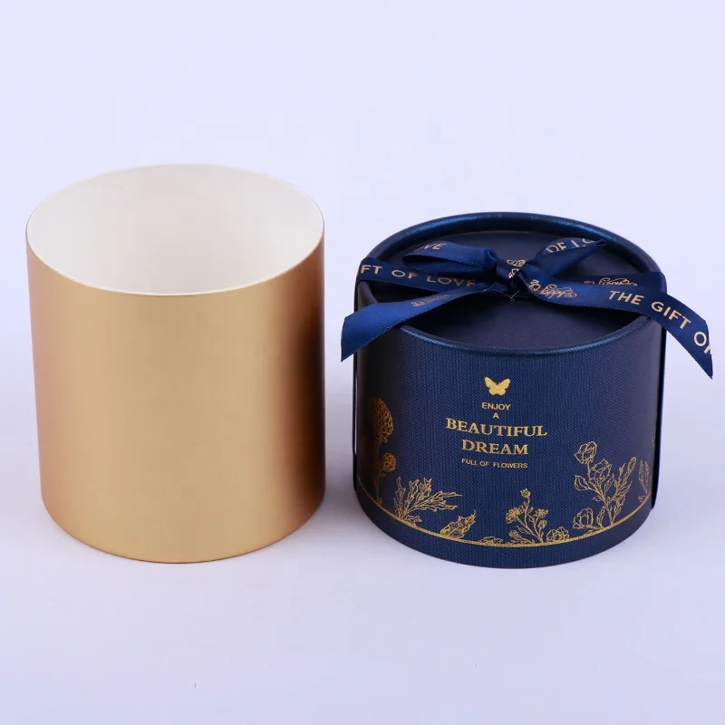 Recyclable material eco bottle tube packaging chocolate cardboard food grade paper tube with ribbon
